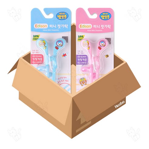 에디슨 교정 젓가락, 파랑 분홍, 2개, 미니젓가락 파랑1개+미니젓가락 분홍1개