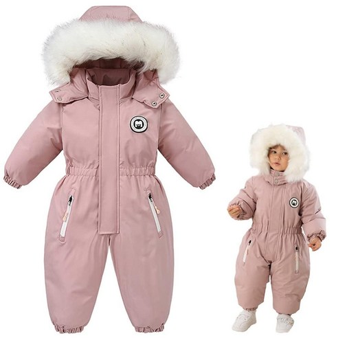   UVIPC 유아용 원피스 스노수트 스키 수트 겨울 방수 코트 재킷 점프슈트 남아 및 여아용 2T-5T 핑크