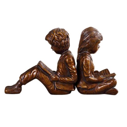 Bookends 침실 Decors 선반 사무실 선물을 위한 골동품 수지 장식적인 책 끝, 갈색