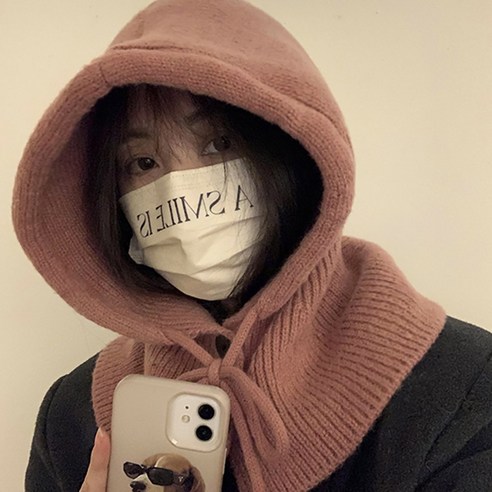 모니즈 남여공용 와이드핏 바라클라바 후드모자 넥워머, 인디핑크, 1개