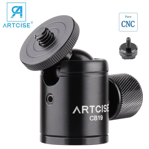 ARTCISE CB19 미니 헤드 전체 금속 수치 제어 가공 삼각대 헤드 카메라 휴대 전화 최대 부하 3kg, ARTCISE CB19+RX02, 1개