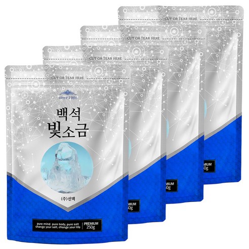 백석빛소금 천일염용융 고급소금 용융소금, 250g, 4개