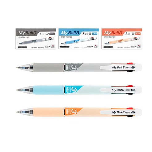 마이펜 마이볼 3색볼펜 0.5mm, 블루, 12개