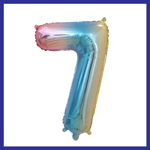 파티브로 32인치(=70cm) 파스텔 숫자풍선 생일 기념일 포토존 꾸미기, 숫자7, 2개, 블루그라데이션