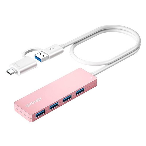 BYEASY USB 허브 USB 3.1 C to USB 3.0 허브 포트 4개 및 61.4cm(2피트) 확장 케이블 맥북 맥 프로/미니 아이맥 Ps4 PS5 서피스, 화이트