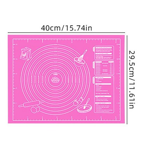 롤링핀페이스트리보드 실리콘 베이킹 매트 시트 피자 반죽 논스틱 메이커 거치대 페이스트리 주방 액세서리, 03 Pink