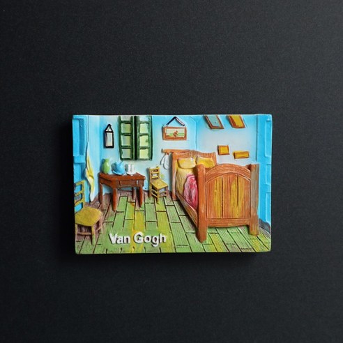 창조적 인 세계 유명한 그림 반 고흐 시리즈 별이 빛나는 하늘 해바라기 수지 냉장고 자석 자석, Arles (냉장고 자석) 에 침실 그림, 중간