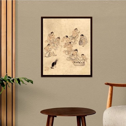 포스코 포스아트 김홍도 점심 - 벽걸이 중형 / 철만난예술 한국화, 250 x 297 (그림내경사이즈)