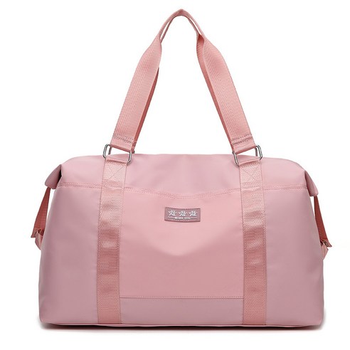 핸드백 캐주얼 가벼운 여성 가방 옷 건습 분리 헬스백 대용량 짐가방 방수 나일론 여행가방, 벚꽃 가루