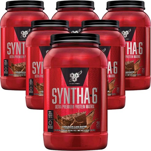 비에스엔 신타-6 프로틴 파우더 드링크 믹스 단백질 보충제 초콜릿 케이크 배터, 6개, 1.32kg