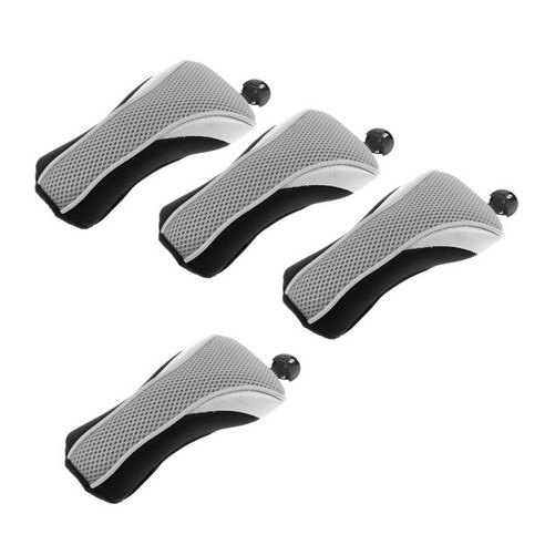 교환 할 수있는 번호 태그가있는 4Pcs 골프 클럽 헤드 커버 헤드 커버, 설명, 회색