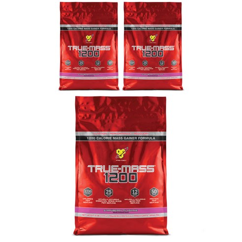 비에스엔 트루-매스 1200 파우더 프로틴 & 카보하이드레이트 드링크 믹스 단백질 보충제, 4.65kg, 3개