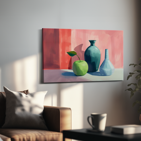 아트앤코 돈 들어오는 사과 캔버스 그림 75x50cm 풍수지리 인테리어 대형 액자, AT3082 핑크 아우라 청사과