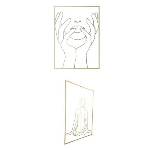 2pcs 벽 여성 조각 라인 금속 장식 거실 호텔 사무실 숍, 스타일 1