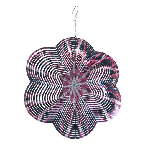 바람 회 전자 3d 스테인레스 스틸 다채로운 회전 꽃 모양의 장식 풍차 펜던트 바람 무지개 바람 종소리 홈 정원, 22x33cm