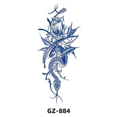 다이나토리 반영구 리얼 중형 타투스티커 버전5 3장, GZ-884, 3개
