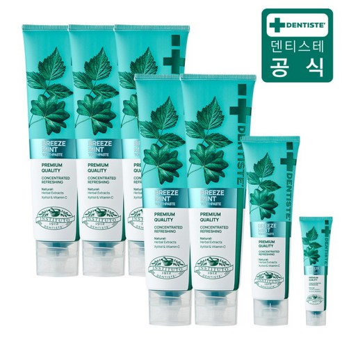 [덴티스테] 뉴브리즈민트 180g*5개+60g*1개+20g*1개, 상세 설명 참조, 상세 설명 참조