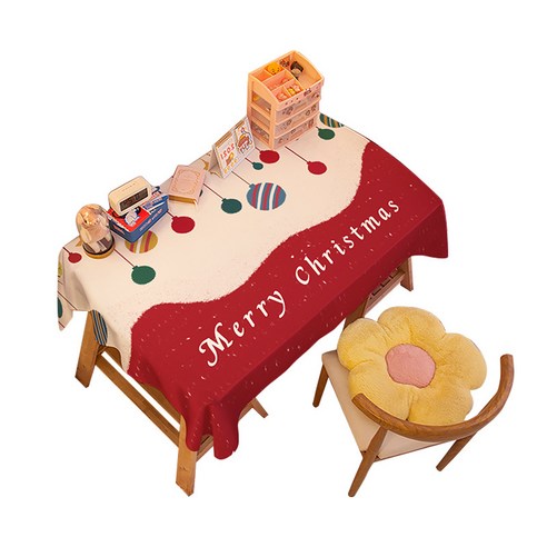 다나에 크리스마스 방수 테이블보 장식 파티 명절 식탁보 테이블기, J