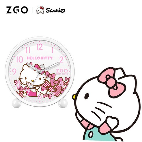 산리오 알람 마이멜로디 시나모롤 큐티 캐릭터 무소음 탁상용 알람 시계 소 기숙사 침실 알람, 헬로키티