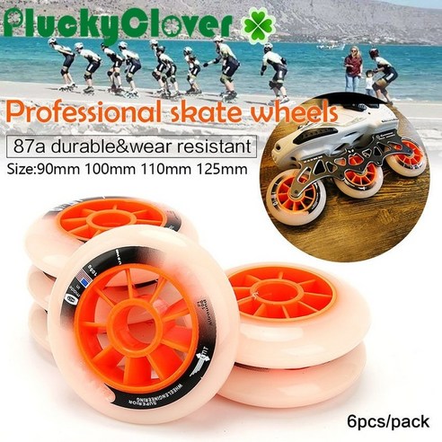6pcs 90mm 100mm 110mm 125mm 인라인 스피드 스케이트 휠 87a 휠, 6개 110mm, 한개옵션2