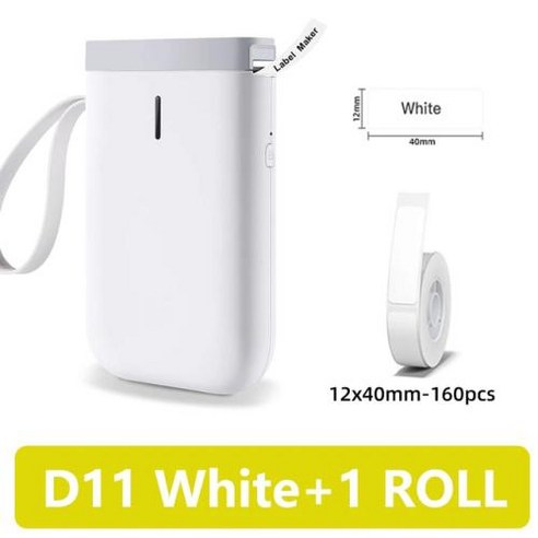 Niimbot 미니 휴대용 라벨 프린터 열 접착 스티커 무선 무잉크 D11 1PC, 11 Pink add 1 Roll