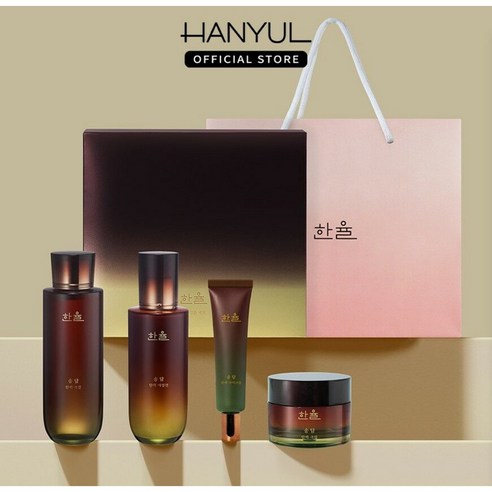 [내일도착/크림더블증정]한율 송담 탄력 기초 세트(스킨+에멀전+아이크림+크림2개), 송담 (스킨+에멀전+크림+아이크림+쇼핑백), 1개