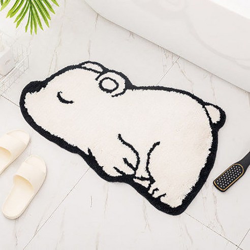 401FLEX 동물 캐릭터 욕실 주방 현관 발 매트 카펫 10 COLOR 3 SIZE, 백곰, 1개
