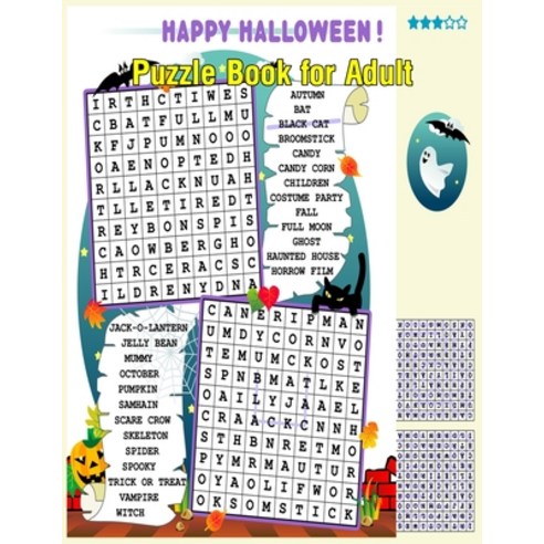 Happy Halloween Puzzle Book for Adult: Big Puzzle Book with Hidden Word Find Puzzles for Seniors ... Paperback, Independently Published, English, 9798725759921