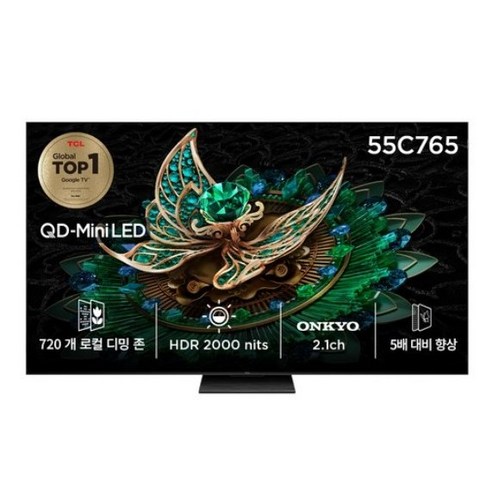 TCL 4K UHD LED QD Mini 스마트TV 화면크기 (cm/(인치)), 139cm(55인치), 모델명/품번 × 스탠드/벽걸이 구분 × 설치지원방식, 55C765 × 스탠드형 × 방문설치 섬네일