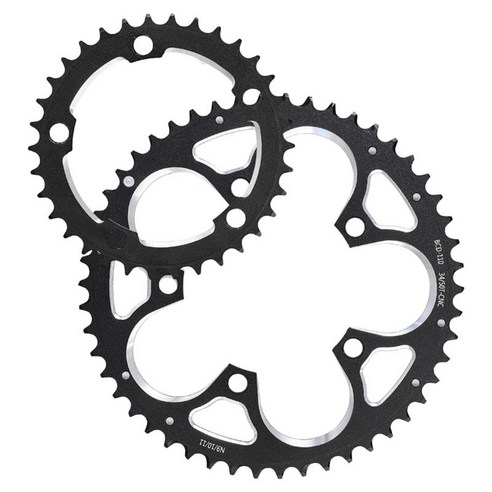 도로 자전거 130BCD CNC에 대한 체인 링은 8 - 11 속도를 위해 39T 53T를 가공했습니다., 130mm, 알류미늄, 검은 색
