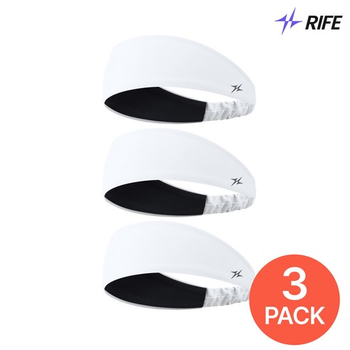 3개 Set RIFE 러닝라이프 스포츠 러닝 헬스 밴딩형 헤어밴드, 1세트, 화이트3개