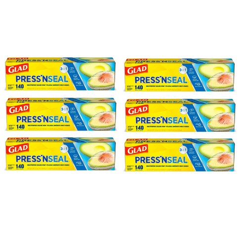 [미국직배송] 글래드 프레스앤 씰 매직랩 점보형 30cmx43.4m 6개 Glad Press'N Seal + Plastic Food Wrap 140sq ft