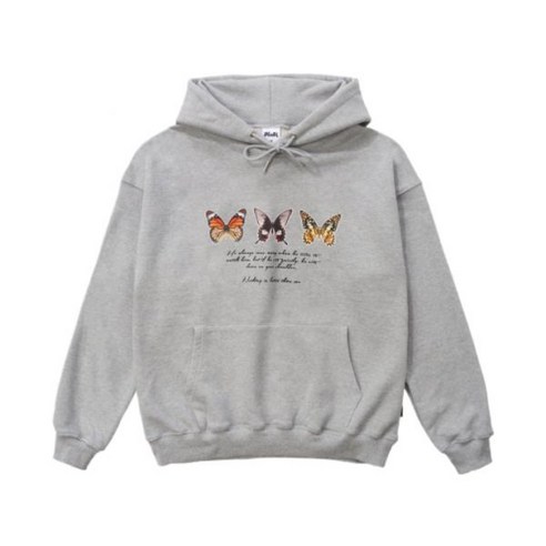 낫띵이스베럴댄미 NOTHINGISBETTERTHANME BUTTERFLY 후드티 후디_멜란지 그레이 매장정품