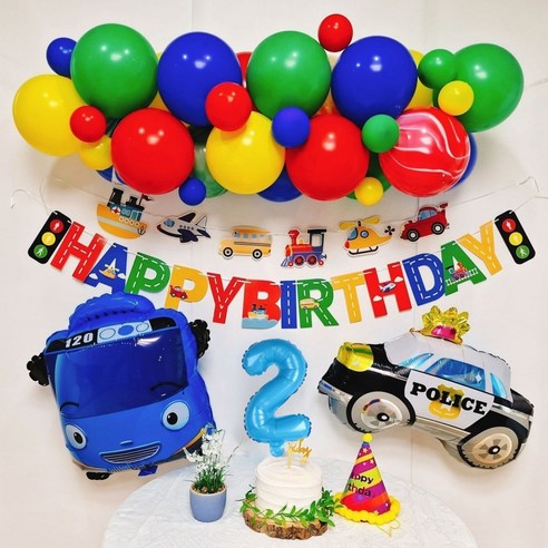스마일파티 타요 풍선 생일파티세트 자동차풍선, 2세