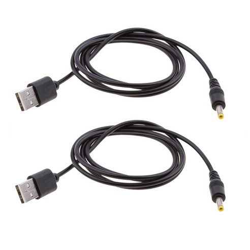2pcs USB To DC 배럴 잭 전원 케이블 1.7mmx4.0mm 전원 충전 케이블, 블랙, 설명, 플라스틱