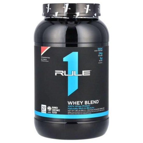 Rule One Proteins 유청 블렌드 단백질 파우더 드링크 믹스 딸기 & 크림 891g(1.96lb)