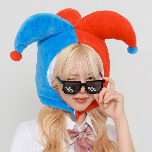 말랑마쥬 인생네컷 동물 캐릭터 모자 할로윈 파티 소품, 1개, 삐에로