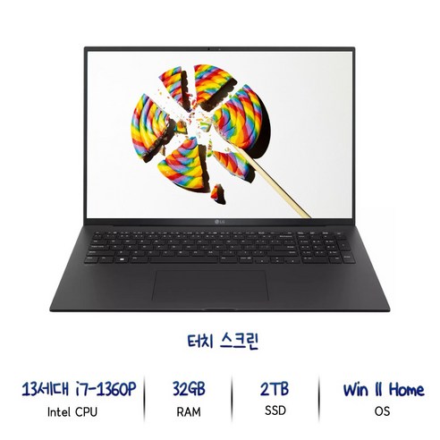 LG 전자 LG그램 17인치 13세대i7 17Z90R/ 32G/ 2TB 고성능 노트북 터치지원 윈도우11, 블랙, 17Z90R-HADC8U1, 32GB, WIN11 Home