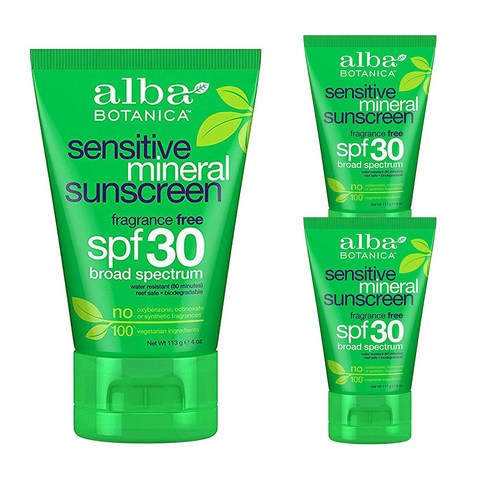 알바보타니카 센서티브 미네랄 선스크린 프레그런스 프리 SPF30, 113g, 3개