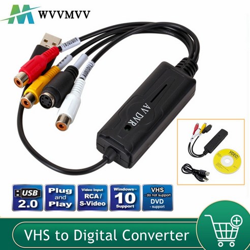 WvvMvv VHS-디지털 컨버터 USB 2.0 비디오 컨버터 오디오 캡처 카드 VHS VCR HDTV-디지털 컨버터 지원 Win 7/8/10, 2.Product B