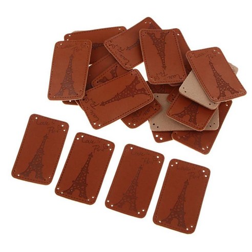 20 pcs 수제 꾸밈 가죽 의류 태그 라벨 재봉 액세서리, H, PU