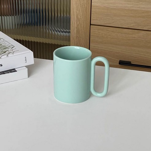 【커피잔】블로거 틈새 디자인 머그잔 세라믹 컵 창조적 인 패션 컵 여자 컵 커피 컵, 민트 그린 300Ml