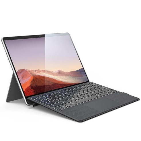 Surface Keyboard Ultra-Slim Portable Bluetooth Wireless with Touchpad 7 Colors Backlit Type Cover fo, 263079 블랙