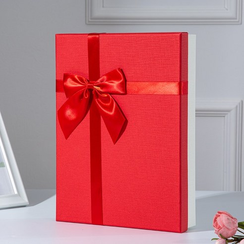 KORELAN 빨간색 선물 박스 포장 박스 직사각형 생일 선물 박스 빈 박스 선물 박스 경사 반수 선물, {"사이즈":"스몰 사이즈 23*15*4"}, {"색상 분류":"빨간 덮개 흰 바탕(빨간 리본)"}