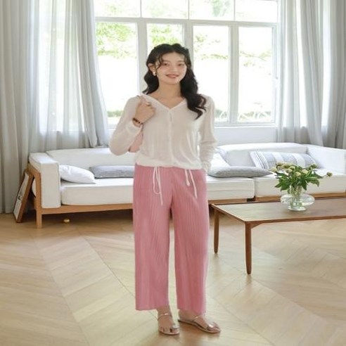 이세이플리츠 주름치마 여성용 플리츠 스트레이트 와이드 레그 하이 웨이스트 루즈 얇은 2023 여름