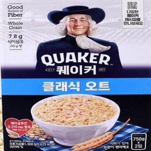 퀘이커 클래식 오트 750G 2개 1.5KG 귀리 오트밀_MH, 상세페이지 참조, 상세페이지 참조, 상세페이지 참조