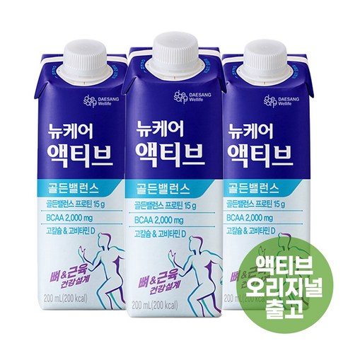 뉴케어 액티브 골든밸런스 /200ml 업그레이드 균형고단백 15g 근육과 뼈 강화 균형영양식 환자영양식, 200ml, 48개