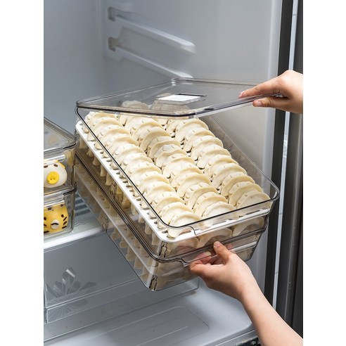 Coolife 냉동 수납함 만두 상자 가정용 빠른 냉동 만두 상자 Wonton 상자 냉장고 냉동 만두 특별 상자 대용량 냉동 보관 상자, 색깔1