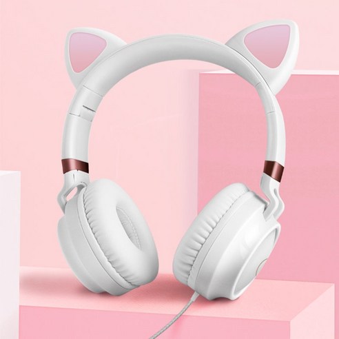 ZZJJC PC 이어폰 헤드셋 유선 게임 밀, 캣츠귀화[휴대폰/노트북 공용]