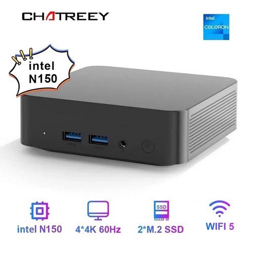 챗리 T9 H 인텔 알더 레이크 N150 윈도우 11 울트라 소형 포켓 컴퓨터 듀얼 SSD 풀 기능 타입-C 4K 60Hz RGB, WIN11 Pro, T9H, 0.01GB, 0.01GB